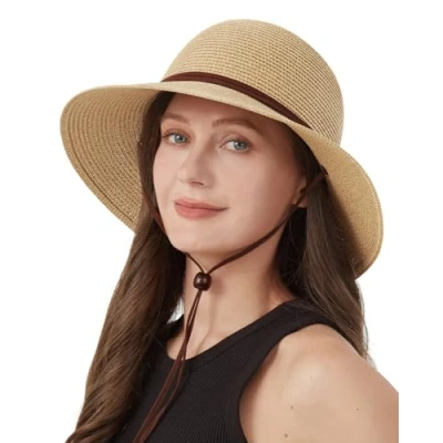 Abbildung von Zylioo Strohhut Sonnenhut Damen für Kleinen Kopf, Stroh Strandmütze mit Breiter Krempe Größe S,UV Schutz Sommerhut