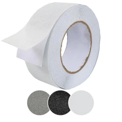 Abbildung von ANRO Antirutsch Klebeband Streifen Selbstklebend rutschfest Stufen Treppen Grip Band PVC für Innen &amp; Außenbereich Rolle Halbtransparent 5cm x 10m