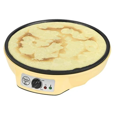 Abbildung von Bestron Crêpes Maker im Retro Design, für Crepes mit Ø 30 cm, inkl. Teigverteiler &amp; Wender, Antihaftbeschichtung, 1000 Watt, Farbe: Gelb