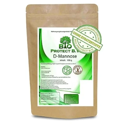 Abbildung von D Mannose Premium Pulver 100 Gramm Bio Protect ohne Zusatzstoffe, Vegan, rein und hochdosiert Laborgetestet Natürlich, GMO frei aus pflanzlicher Fermentation