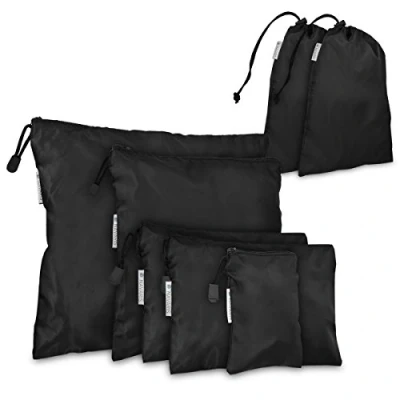 Abbildung von Navaris Koffer Packbeutel Set 7 teilig 7X Schuhbeutel Wäschebeutel Reise Packtaschen Rucksack Organizer Beutel Stausack Reisebeutel Schwarz