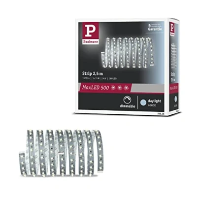 Abbildung von Paulmann 70828 LED Stripe MaxLED 500 2,5m Tageslichtweiß 6500K incl. 1x14 Watt dimmbar Lichtband Silber Lichtstreifen Kunststoff Band 6500 K