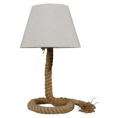 Abbildung von näve Tischleuchte »Rope«, 1 flammig, Leuchtmittel E27 ohne Leuchtmittel, "Rope" exkl. 1x max.40W, Juteseil natur, Schirm: weiß