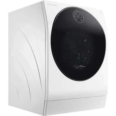 Abbildung von LG SIGNATURE LSWD100X, Klasse A, Waschtrockner 12 7 kg, 1550 U/min, 4 fach AI Direct Drive, Wärmepumpen Waschtrockner, Automatisches Dosiersystem, Steam Funktion, 60 x 67.5 85 cm ꟷ Weiß