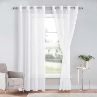 Abbildung von DWCN 2er Set Sheer Voile Vorhänge mit Ösen Transparente Gardinen für Schlafzimmer Kinderzimmer Wohnzimmer, Weiß, 225x140cm(HxB)