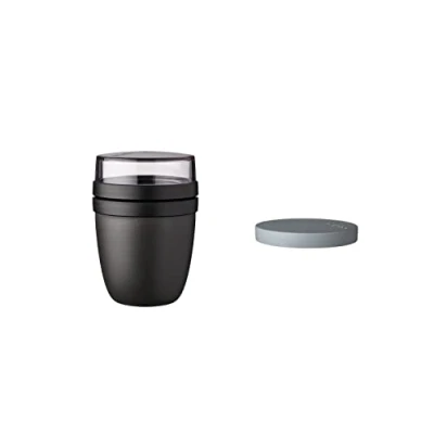 Abbildung von Mepal Lunchpot Switch Ellipse mach aus deinem einen Snackpot Praktischer Müslibecher Geeignet für Tiefkühler, Mikrowelle &amp; Spülmachine Nordic Black
