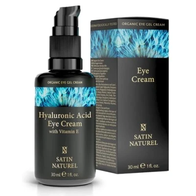 Abbildung von Augencreme mit BIO Aloe Vera + Hyaluron Taurin Vitamin E Augenringe entfernen Soforteffekt gegen Falten und Augenpflege Eye Cream Vegan 30ml Satin Naturel