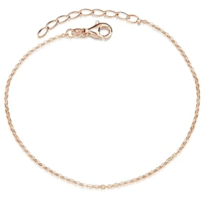 Abbildung von Materia Feines Armband Silber 925 Ankerkette Rosegold Damen vergoldet SA 124 Rose