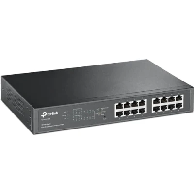 Abbildung von TP Link TL SG1016PE 16 Port Gigabit Easy Smart Switch mit 8 PoE+, bis zu 30 W pro und 150 insgesamt, geschirmte RJ 45 Ports, 802.3af/at, Plug and Play, Lüfter