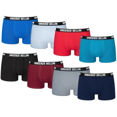 Abbildung von Vincenzo Bellini Hipster Boxershorts, 8er / 12er Pack, Bequeme und atmungsaktive Herren Unterwäsche, Baumwolle Unterhosen (DE/NL/SE/PL, Alphanumerisch, L, Regular, Mehrfarbig 8er)