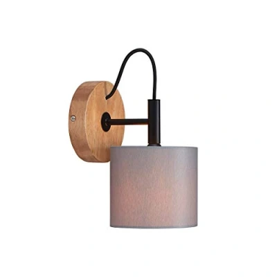 Abbildung von BRILONER Leuchten Spotleuchte, Wandspot, Wandleuchte retro, vintage, 1x E14, Metall holz inkl. Stoffschirm in grau, 125x178mm (DxA), 2075 014, Schwarz grau