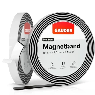 Abbildung von GAUDER Magnetband selbstklebend Magnetstreifen mit extra starkem Kleber Magnetklebeband (3 m)