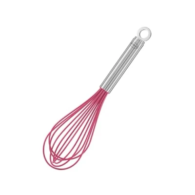 Abbildung von RÖSLE Schneebesen Pink Charity Edition, Edelstahl 18/10, Silikon pink, Temperaturbeständig bis 220 C, spülmaschinengeeignet, Länge 27 cm, x 6,5 cm