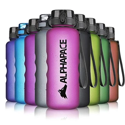 Abbildung von ALPHAPACE Trinkflasche, auslaufsichere 350 ml Wasserflasche, BPA freie Flasche für Sport, Fahrrad &amp; Outdooraktivitäten, Sportflasche mit Fruchteinsatz, in Grau