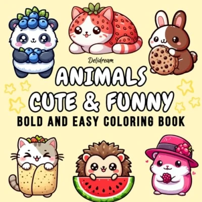 Abbildung von Animals Cute &amp; Funny: Bold and Easy Coloring Book for Kids Adults, 35 Relaxing Stress Relieving Designs (Bold Books, Band 1)