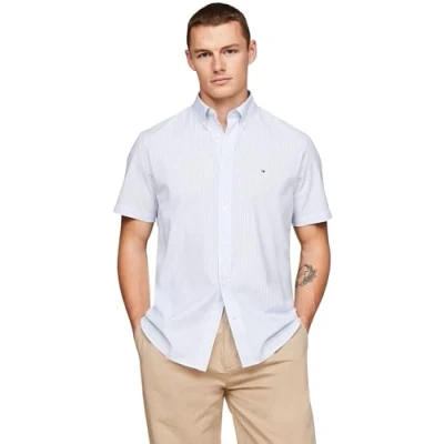 Abbildung von Tommy Hilfiger Regular Short Sleeve Hemd, Herren, Größe: Small, Cloudy blue optic white