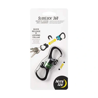 Abbildung von Nite Ize SlideLock 360 Magnetischer Verschluss Dual Karabiner Twist To Lock Kragen zum Trennen von Schlüsseln Oliv