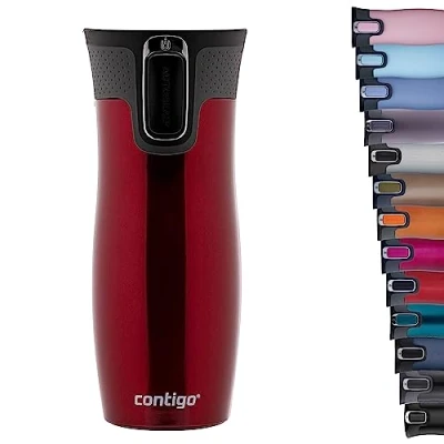 Abbildung von Contigo Unisex Adult West Loop Autoseal Thermobecher, Edelstahl Isolierbecher, Kaffeebecher To Go, BPA frei, auslaufsicherer Reisebecher mit Easy Clean Deckel, hält bis zu 5h warm, 470 ml, Earl Grey