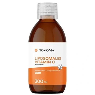 Abbildung von Liposomal Vitamin C 300ml 1000mg je Tagesdosis Mit Quali® Hohe Bioverfügbarkeit Unterstützt Immunsystem flüssig Novoma