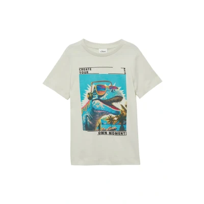 Abbildung von T Shirt aus Baumwolle mit Frontprint wollweiß 128/134