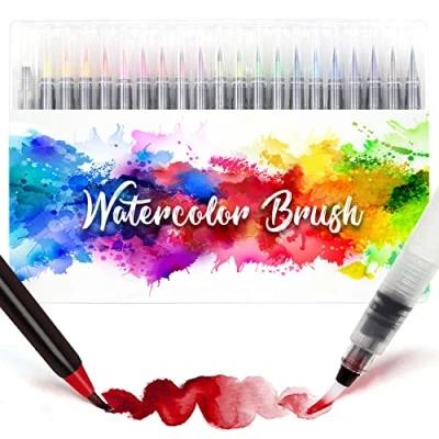 Abbildung von Amteker 24+1 Aquarellstifte Brush Pen Set, Malen, Pinselstifte mit Flexiblen Nylonspitzen, Wasserfarben Stifte Mädchen, Mädchen Geschenk 6 11 Jahre