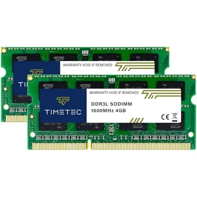 Abbildung von Timetec 8 GB KIT (2 x 4 GB) DDR3L / DDR3 1600 MHz PC3L 12800 PC3 Nicht ECC ungepuffert 1,35 V 1,5 CL11 2Rx8 Dual Rank 204 Pin SODIMM Laptop Notebook PC Computer Speicher RAM Modul Upgrade