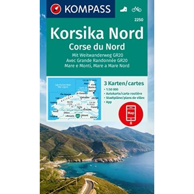 Abbildung von KOMPASS Wanderkarten Set 2250 Korsika Nord, Corse du Weitwanderweg GR20 (3 Karten) 1:50.000: inklusive Karte zur offline Verwendung in der App. Fahrradfahren.
