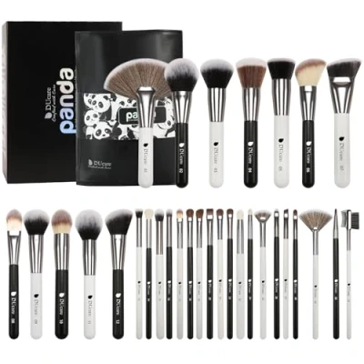 Abbildung von DUcare Professional Make up Pinsel 31 Stücke Panda set Premium Synthetic Kabuki Foundation schminkpinsel Concealer Lidschatten geschenke für frauen mit Lederetui