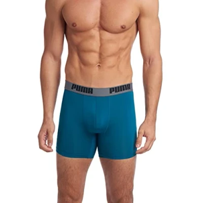 Abbildung von puma Herren Boxershorts (3er Pack), Rot/Grau/Blaugrün, S