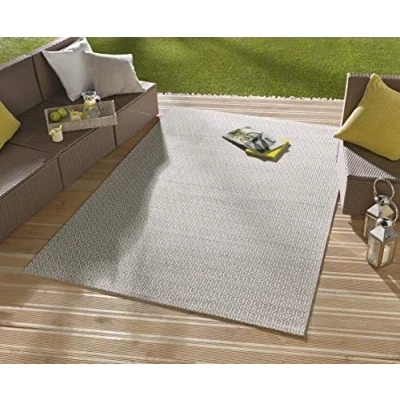 Abbildung von NORTHRUGS in und Outdoor Teppich Coin 80x150cm Wetterfest Modern Geometrisch Feines Allover Design Läufer für Balkon Terrasse Garten Wintergarten Wohnzimmerteppich Wasserfest Grau