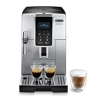 Abbildung von De&#039;Longhi Dinamica ECAM 350.35.SB Kaffeevollautomat mit Profi Milchaufschäumdüse für Cappuccino, Espresso, Kaffee und Long Coffee Direktwahltasten, Klartext Digitaldisplay, 2 Tassen Funktion, Silber