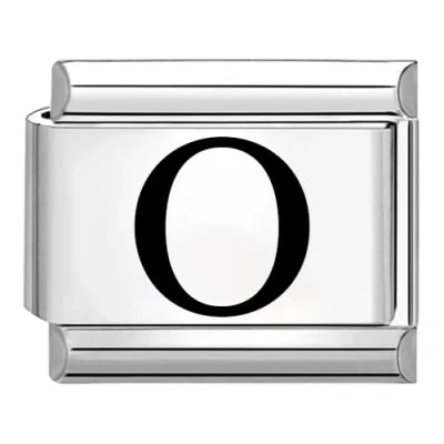 Abbildung von Quiges 9mm Laser geätzt Italian Style Modul Edelstahl Alphabet Buchstabe O für Italienische Armbänder