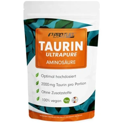 Abbildung von Taurin Pulver 1kg optimal hochdosiert mit 2000 mg pro Tag Ultrapure über 99,9% Reinheit ohne Zusatzstoffe laborgeprüft Zertifikat Vorrat für 500 Anwendungen