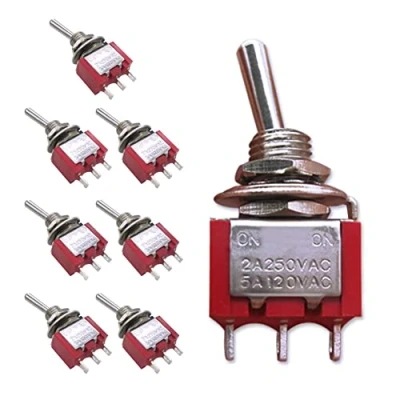 Abbildung von mxuteuk 8 Stück MTS 102 3 Klemme 2 Position SPDT Mini Miniatur Kippschalter Auto Armaturenbrett EIN/EIN 5A 120V 2A 250V