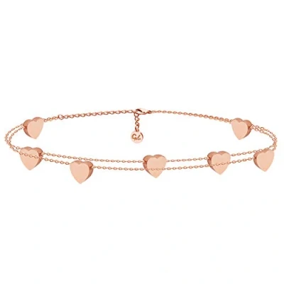 Abbildung von GD GOOD.designs Herz Armband Roségold für Damen I Freundschaftsarmband Sie Verstellbar 18 Karat vergoldete Herzchen Armkette