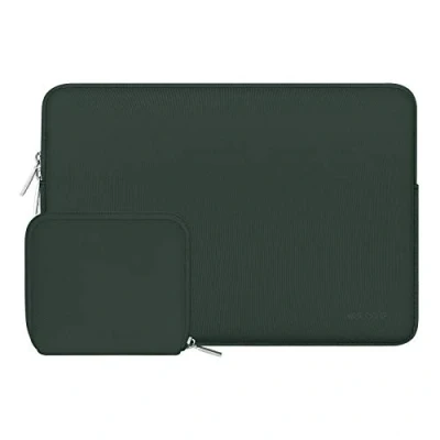Abbildung von MOSISO Laptop Hülle Tasche Kompatibel mit MacBook Air/Pro Retina,13 13,3 Zoll Notebook,Kompatibel Pro 14 2024 2021 M3 M2 M1 Chip Max,Neopren Sleeve Klein Fall,Mitternacht Grün
