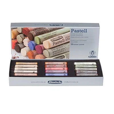 Abbildung von Schmincke Pastell, 15 Farben „Portrait“, 77 415 097, Kartonset mit Pastellstiften, handgefertigte Pastelle, brillante, samtmatte, höchst lichtechte Farbtöne