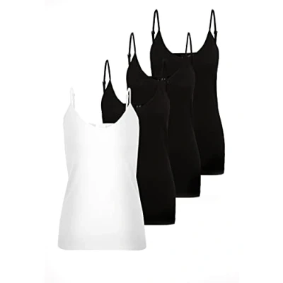 Abbildung von VERO MODA Damen VMMAXI My Soft V Singlet GA 4PACK 10247491. Bright White/Black &amp; Black B. S