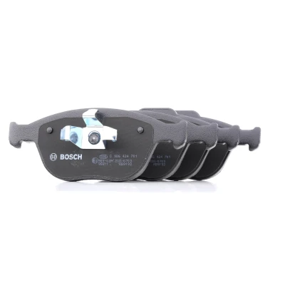 Abbildung von BOSCH 0 986 424 701 Bremsbelagsatz Low Metallic mit Montageanleitung, Anti Quietsch Blech, Kolbenclip FORD: Transit Connect Mk1 Van, FIESTA 5