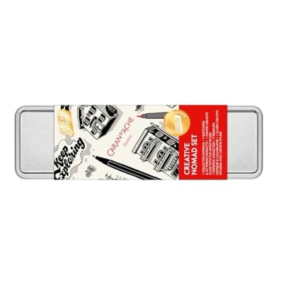 Abbildung von Caran d&#039;Ache RYLSEE Letteringset + 1 Online Kreativkurs in grauem Metall Etui, 3000.323