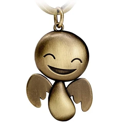 Abbildung von FABACH Schutzengel Schlüsselanhänger Happy Niedlicher Engel Anhänger aus Metall in antiker Bronze Geschenk Glücksbringer Auto Führerschein Fahr vorsichtig