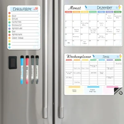 Abbildung von CUHIOY Magnetkalender Monatsplaner Wochenplaner Whiteboard für Kühlschrank oder Schrank jede Metalloberfläche, mit Nanotechnologie, kalender Familienplan Organisation