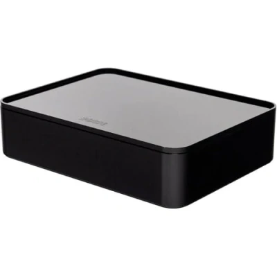 Abbildung von HAN Schubladenbox Allison SMART ORGANIZER Utensilienbox mit Innenschale und Deckel/ Serviertablett, stapelbar, für Büro, Schreibtisch, Badezimmer, Küche, möbelschonende Gummifüße, 1110 13, schwarz