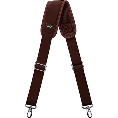 Abbildung von ZINZ Schultergurt, 57&quot; Universal Verstellbare Schulterriemen Dauerhafte belüfteten mit Metall Drehhaken für Gepäck Duffel Kameratasche Laptoptasche Reisetasche Sporttaschen (Braun, 145cm)