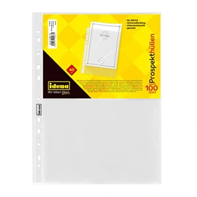 Abbildung von Idena 376002 Prospekthülle DIN A4 Format, genarbt, 40µ, 100 Stück