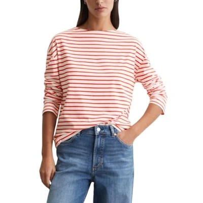 Abbildung von Marc O&#039;Polo Denim BOAT NECK Relaxed Langarmshirt, Damen, Größe: Medium, Light red
