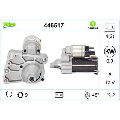 Abbildung von VALEO 446517 Anlasser 12 0,9 9 NEW ORIGINAL PART PEUGEOT: Partner II Tepee, 5008 I, 207 Hatchback, CITROËN: C4 I Grand Picasso, C3 C5 3