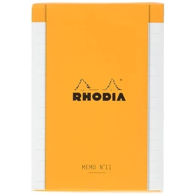 Abbildung von Rhodia 194044C Memoblock N11 Rhodiatime, DIN A7 8,5x11,5 cm, liniert, 120 Blatt, 80g, kompakt und praktisch, Orange, einzeln eingeschweißt, 1 Stück