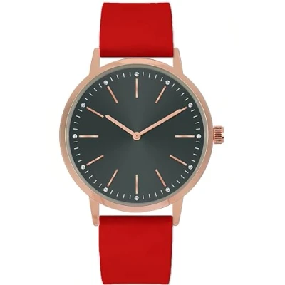 Abbildung von Comtex Damenuhr Rot Silikonband Rose Gold Shell Uhr Kristall Diamant Elegante Damenuhr…