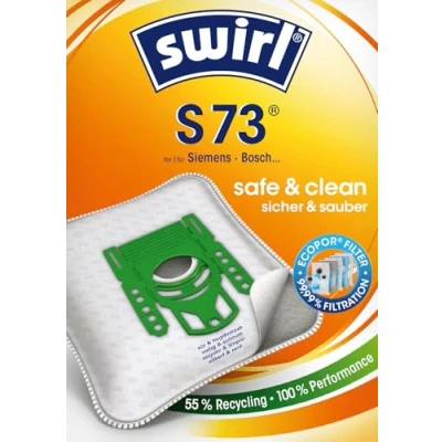 Abbildung von Swirl S 73 EcoPor Staubsaugerbeutel (10 Beutel im Umkarton), reißfeste Staubbeutel für viele Siemens und Bosch Staubsauger mit Beutel, 99,9 % Filterung von Hausstaub &amp; allergenem Feinstaub